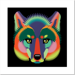 techno wolf Posters and Art